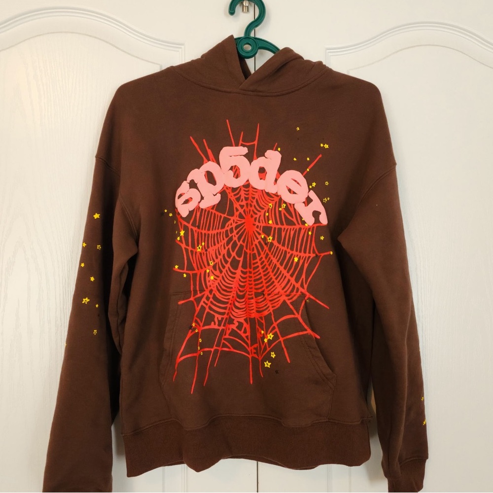 Sp5der hoodie brown unisex